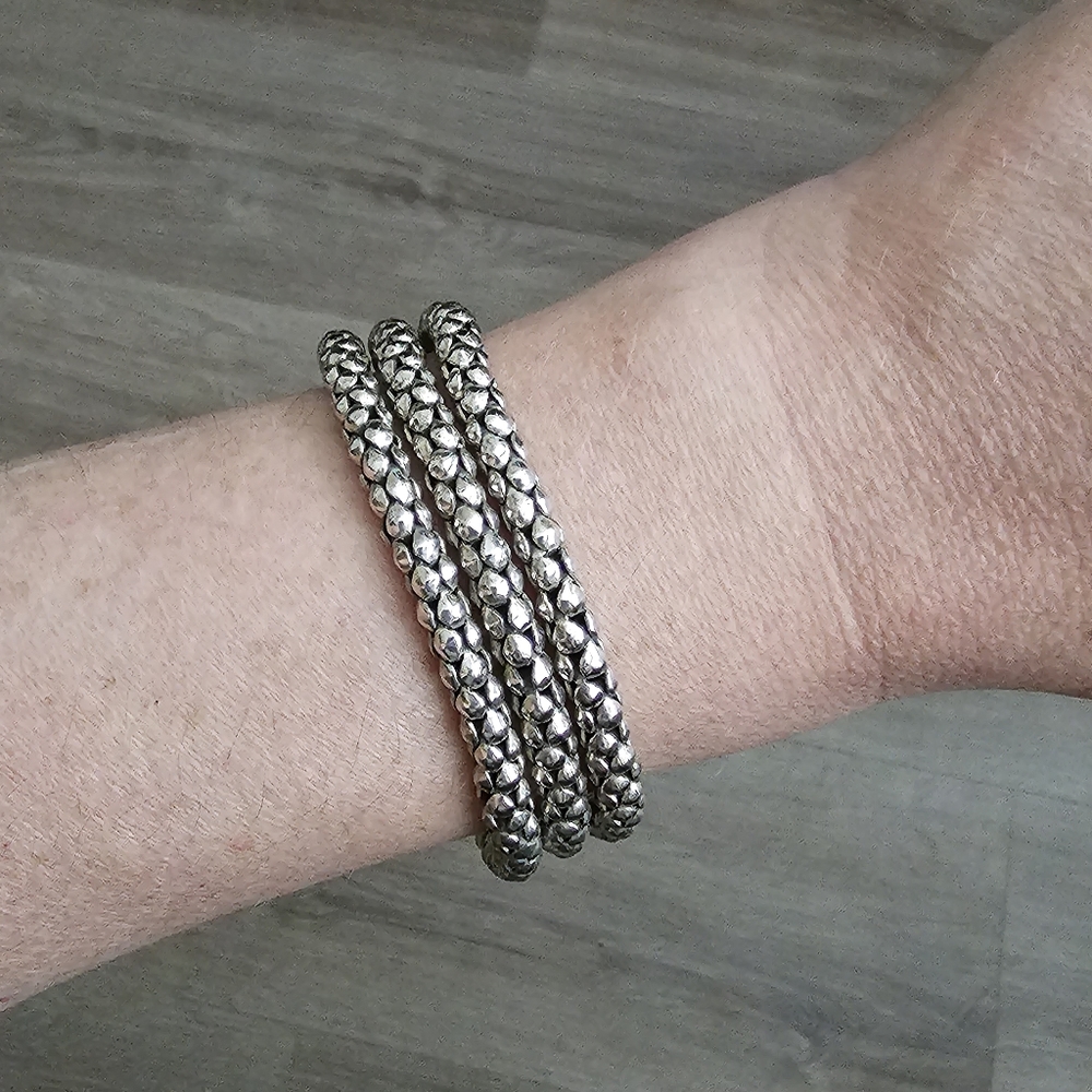 Silpada Rare Sterling Silver Triple Strand Popcorn Bracelet B1210 *FIRM* - Picture 11 of 14